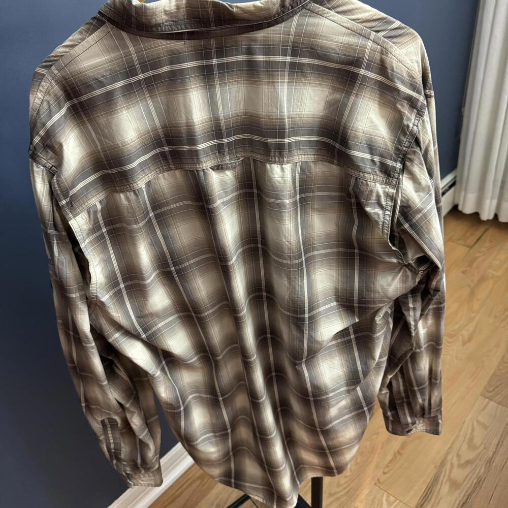 Woolrich Outdoor Shirt Jacket with Mesh Lining, Grey/White Plaid, Mens Large - Picture 4 of 8